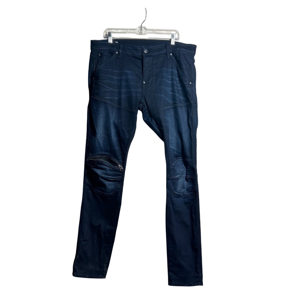 G-Star Raw 5620 3D Zip Knee Skinny Jeans Mens 38x34‎ Blue Coated Moto